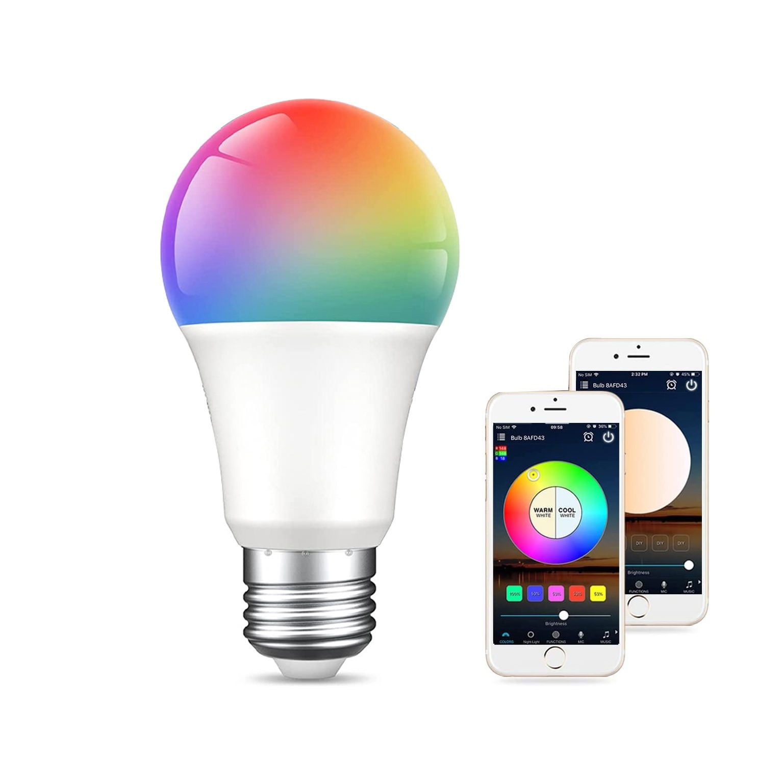 Tuya Wifi+BLE E27 9W LED крушка / GU10 6W лунички, димируема, C-W, RGB