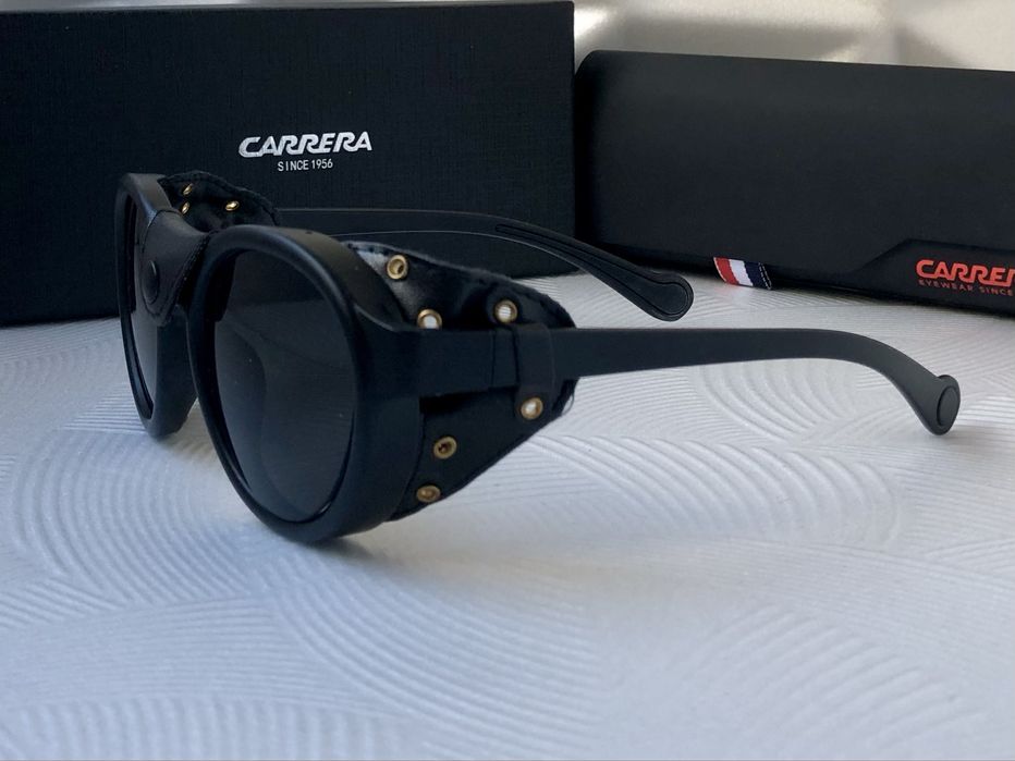 Мъжки слънчеви очила с кожа кръгли carrera 2 цвята черни сини