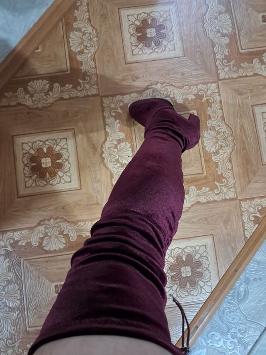 Сапожки -чулки,бордовые