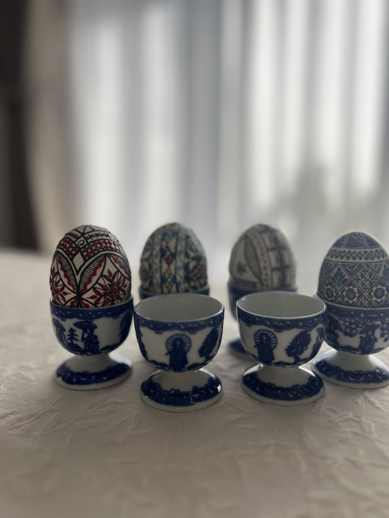 Set vintage suporturi pentru ouă