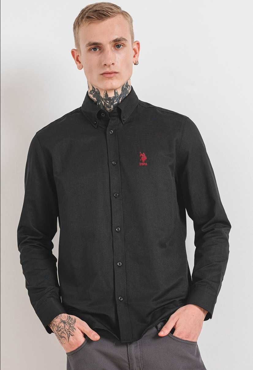 Camasa US Polo Assn | Barbati | 2XL | Regular | Negru si Crem/Bej