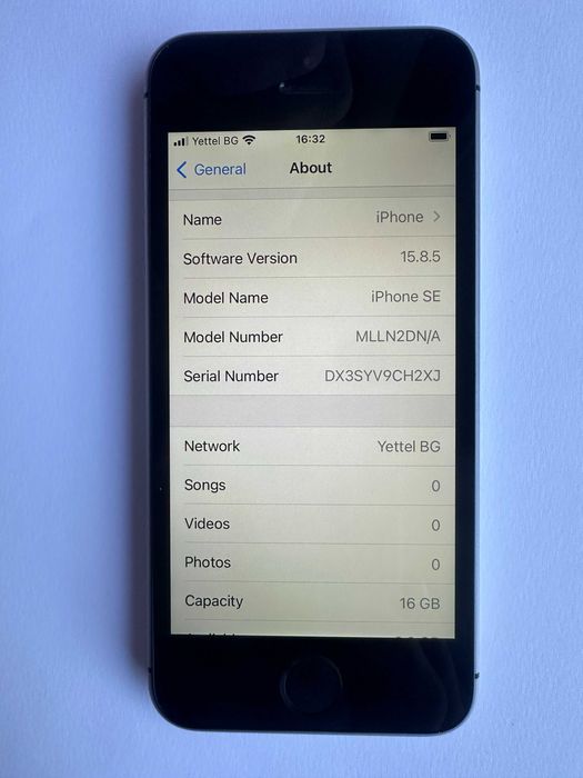 КАТО НОВ !!! iPhone SE - ЧЕРЕН - 16GB - Фабрично Отключен