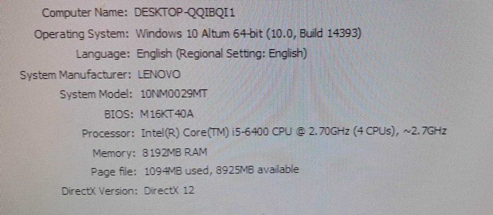 Unitate Lenovo i5 6400 - 8 GB RAM DDR4 - SSD 256 GB
