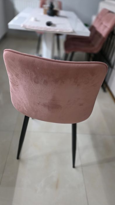 Vand 4 Scaune  bucatarie / living fix Stike, metal + textil, roz pudra