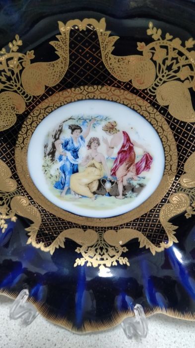 Fructiera cobalt aurita cu aur de 24k