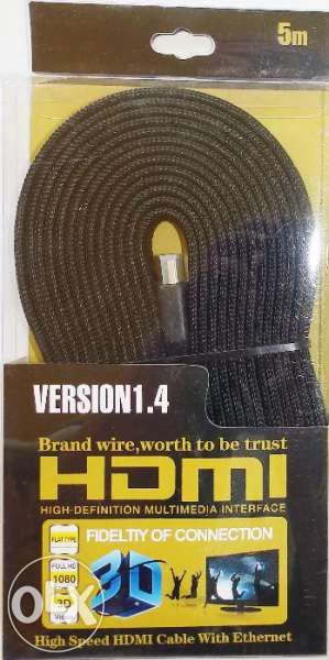 Плосък HDMI кабел - 14,93 Gbit/s, 4К армирана оплетка