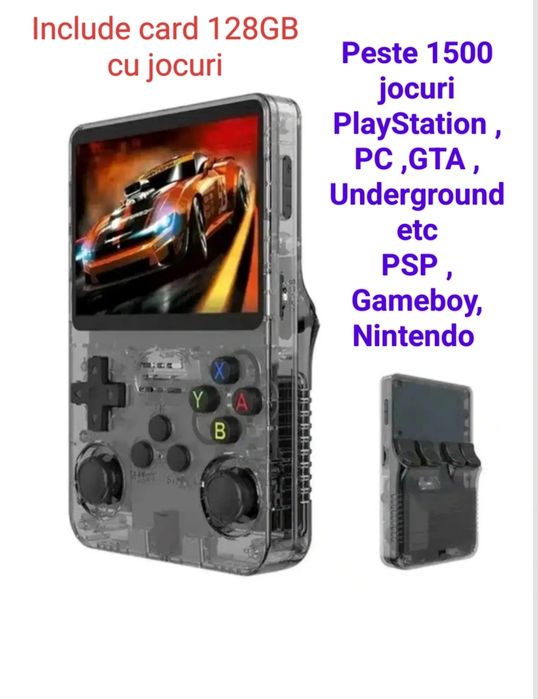 Consolă retro portabilă R36S, microsd 128GB, 20000 de jocuri, Ark