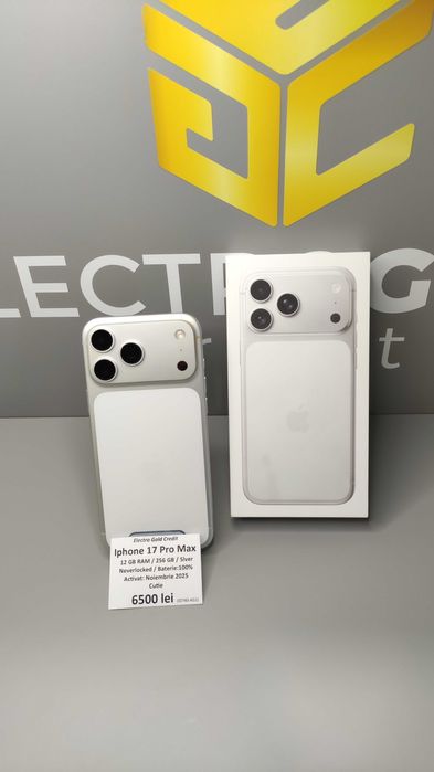 Iphone 17 Pro Max 256GB Silver/Neverlocked/Cutie/Garantie 20 Nov. 2026