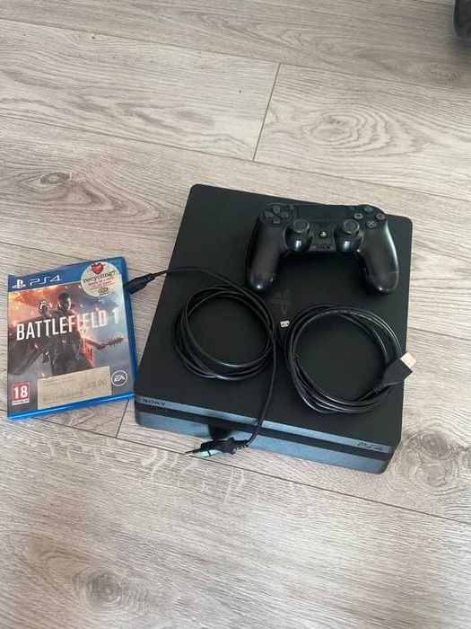 PS4 Slim 1TB + Battlefield 1 + controller – stare bună