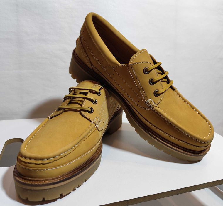 Pantofi derby 42 42.5 lace up boat ZARA NOI piele naturala nappa camel