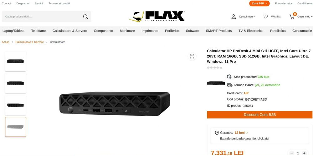 HP ProDesk 4 Mini G1i Intel 20Core Ultra 7 265T 16GB SIGILAT