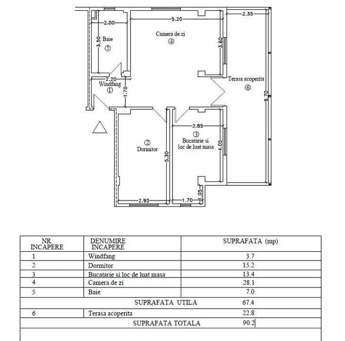 Vând apartament 2 camere și terasă, parcare proprie, curte privată