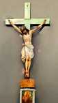 Isus pe cruce,lemn pictat manual