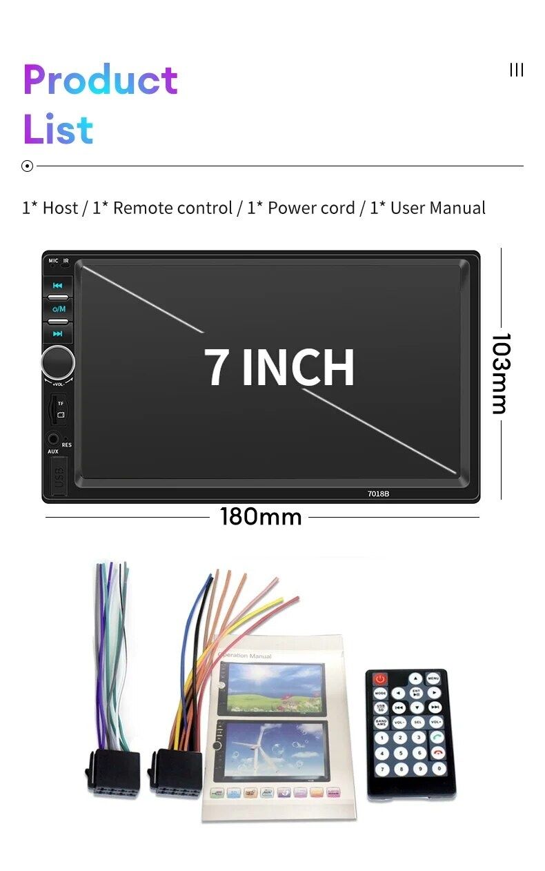 Мултимедия за кола  с камера 2din 7" mp5 player touchscreen  camera