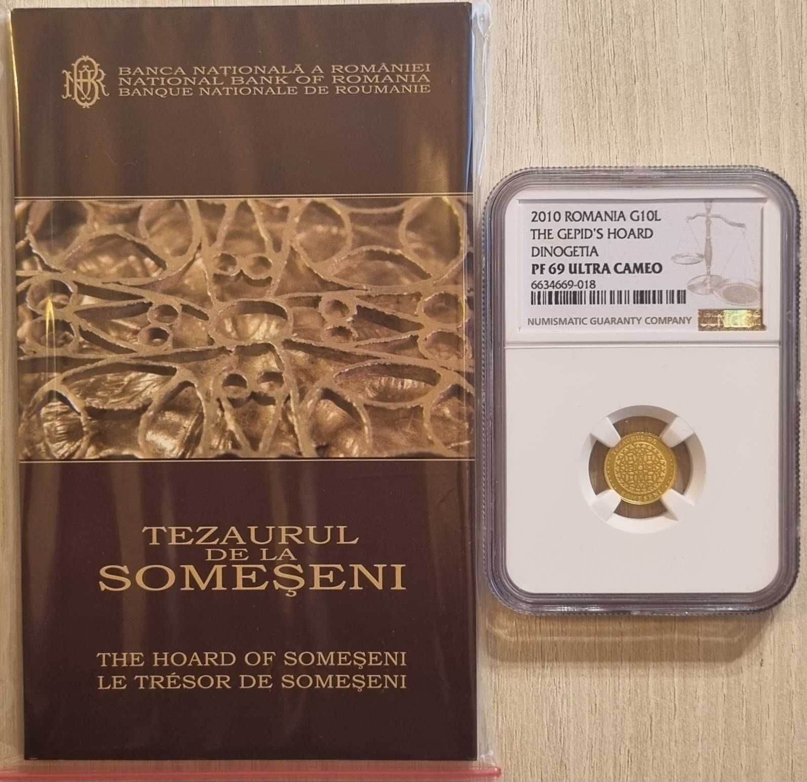 Moneda istoria aurului BNR Tezaurul de la Someseni gradata NGC PF 69