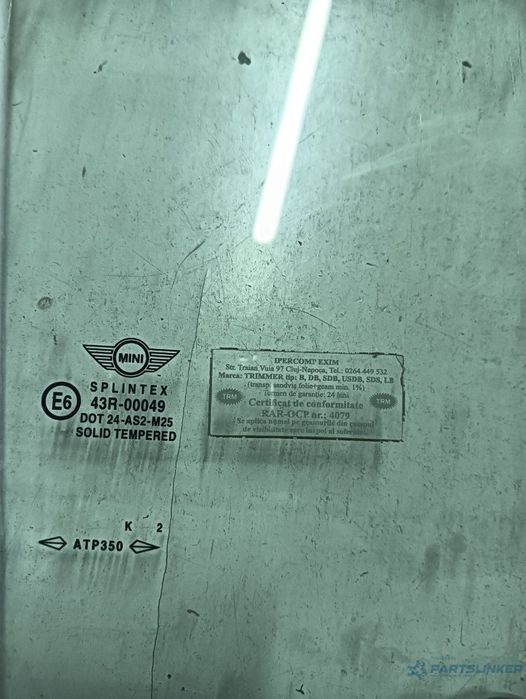 Geam  dreapta fata MINI MINI R50, R53 2001 - 2006