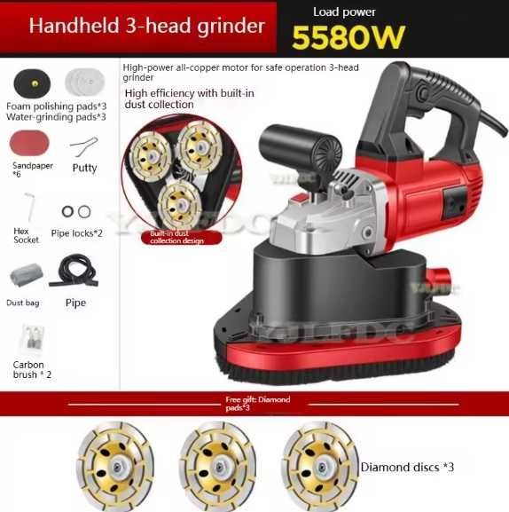 Masina de decopertat tencuiala / zidarie cu trei capete 5580w