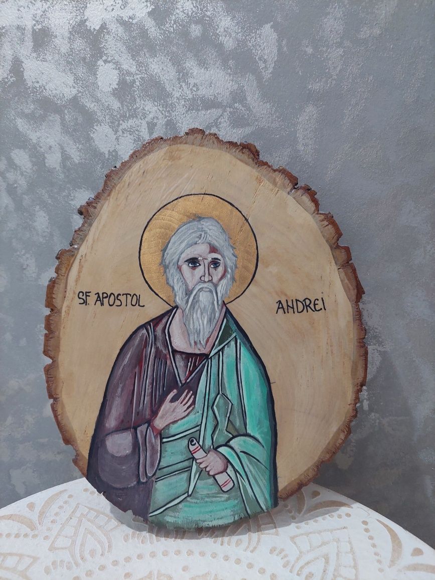 Icoană pictată pe lemn Sf Apostol Andrei