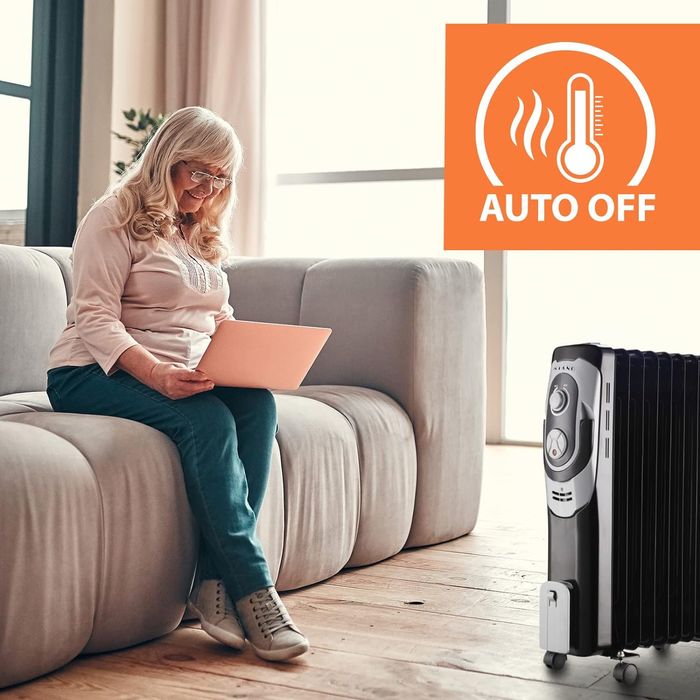Маслен радиатор 2000 W, ръчен термостат, 3 нива на мощност