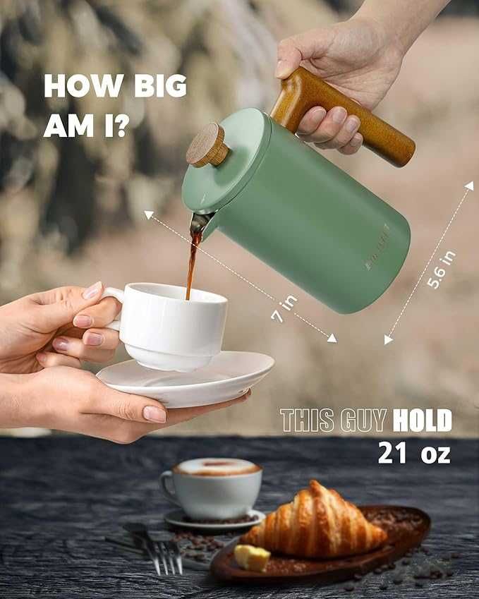 Кафемашина Poliviar JX202 френска преса 600ml дръжка от истинско дърво