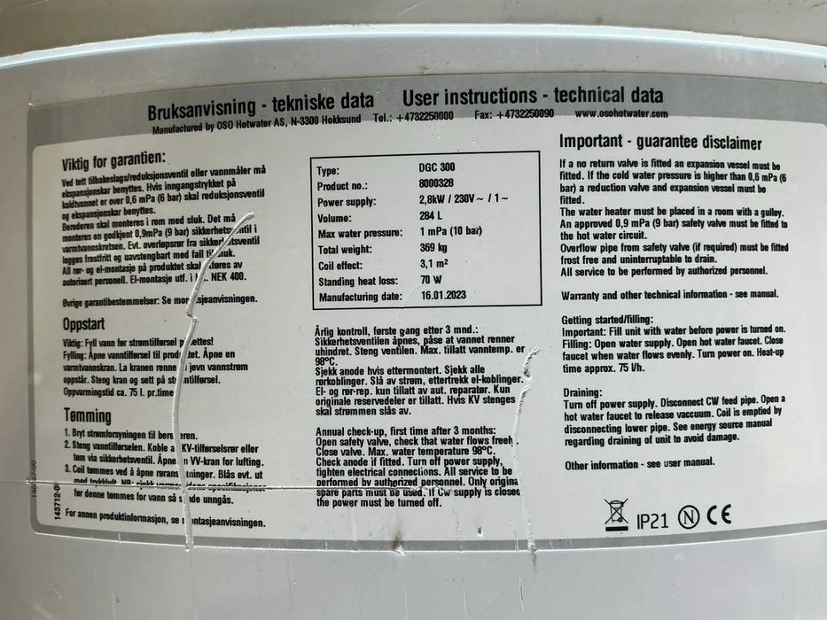 Sistem de căldură aer-apă Panasonic + boiler 284L + boiler 50L