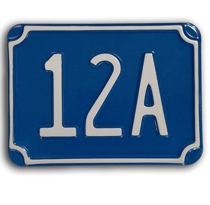 Numar postal pentru casa, cu doua cifre, culoare albastru scris alb, r