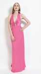 Rochie lunga elegantă fucsia cu broșa la talie-Poema