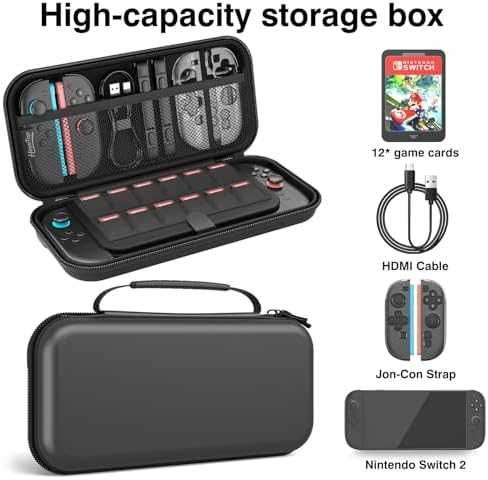 Твърд защитен калъф за Nintendo Switch 2 място за 12 игри и аксесоари