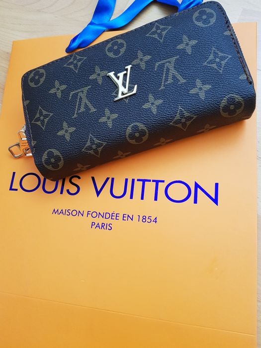 Portofel dublu/2 fermoare Louis Vuitton  logo metalic auriu