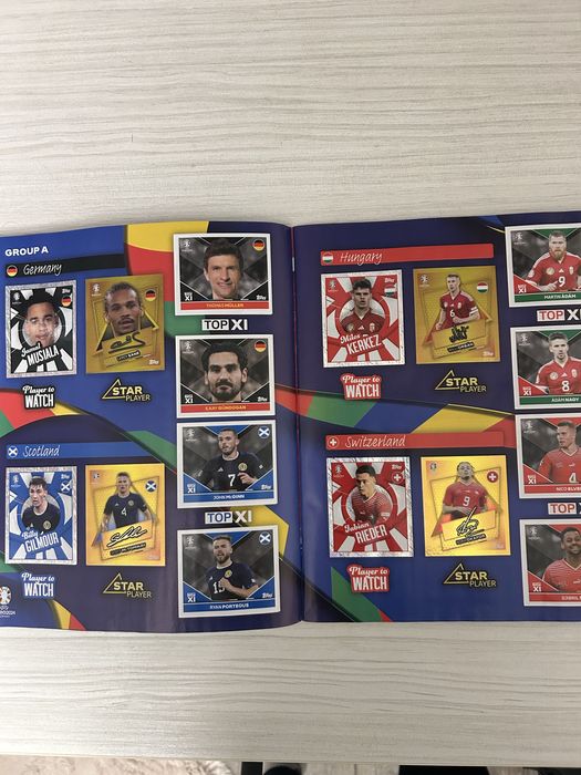 Topps Euro 2024 – напълно попълнен албум (вкл. златни стикери)