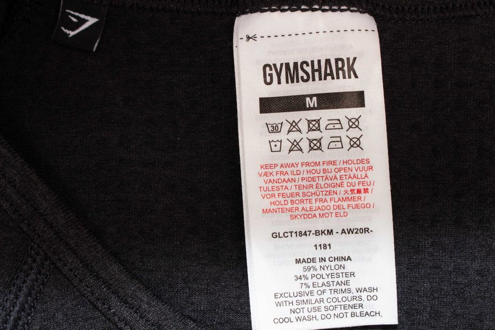 Gymshark дамски кроп топ за фитнес къс модел тъмно сив дълъг ръкав М