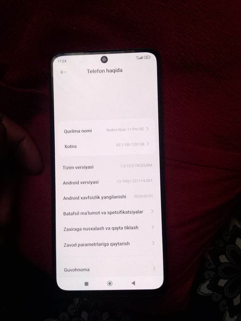 Redmi note pro 11 xotra 8+4/128