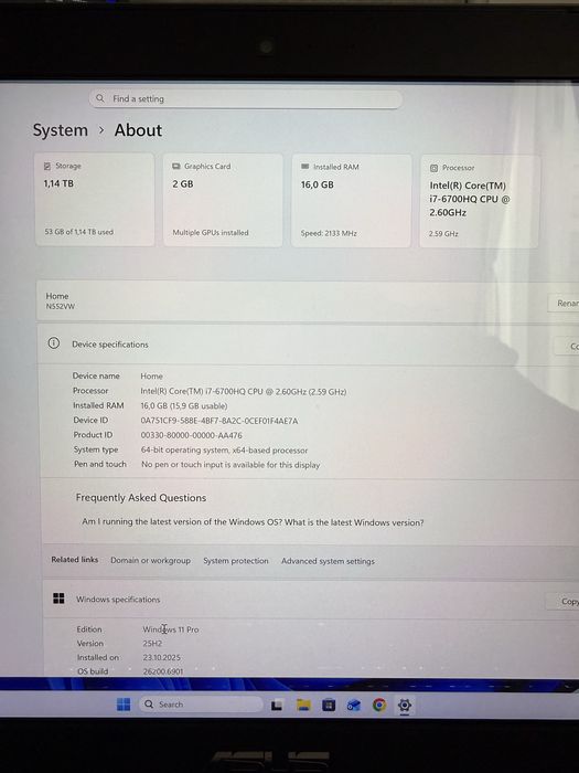 Laptop Gaming Asus N552VW i7 GTX960M 16GB DDR4