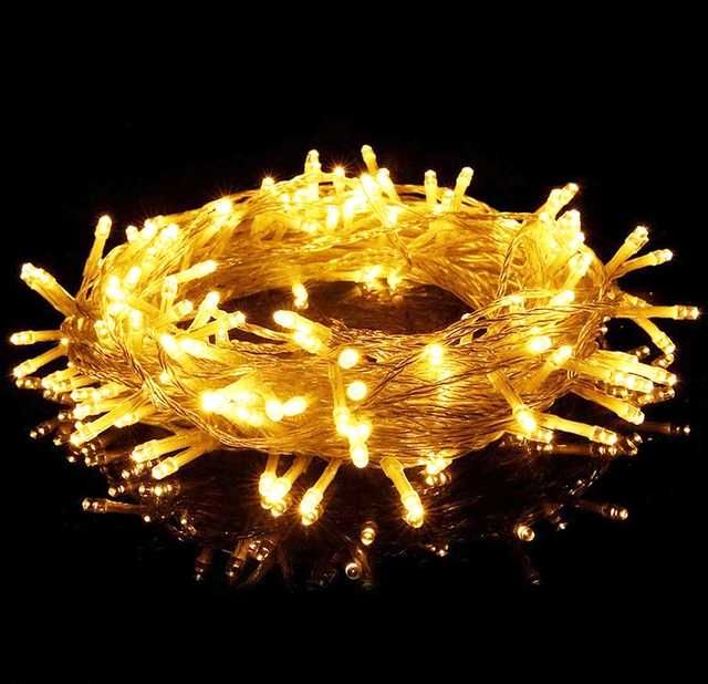 koledni lampichki студено червена светлина 10м 100 диода с 8 програми