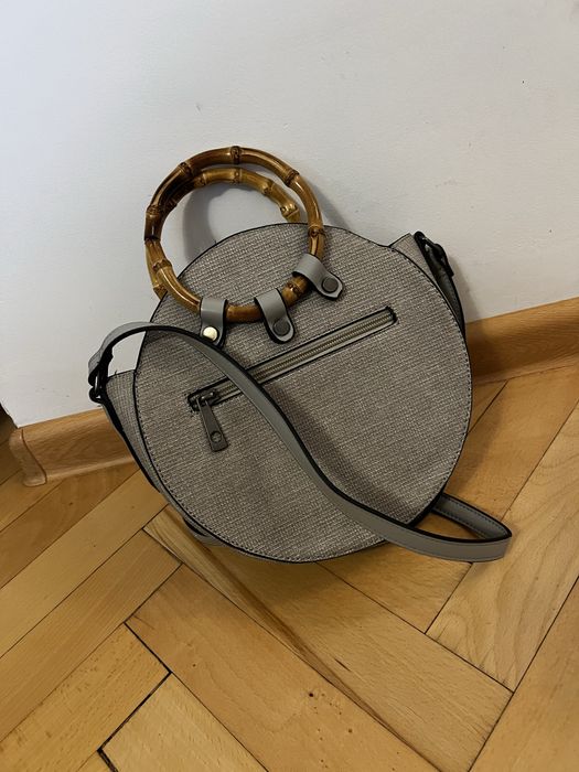 Сива чанта от текстил
