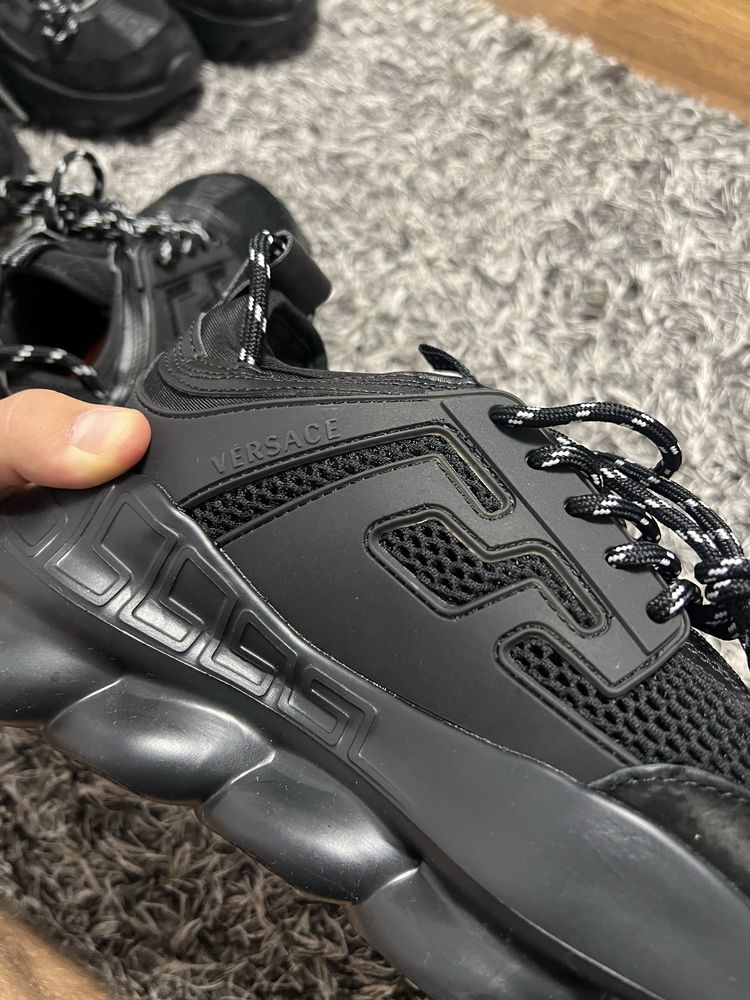 Adidasi Versace Chain Reaction Negrii Black