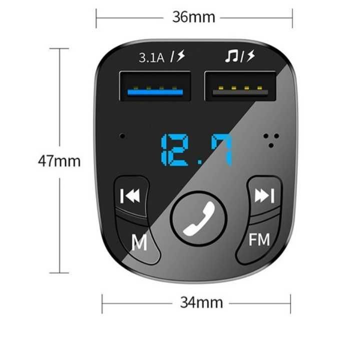 FM Трансмитер S2 Bluetooth, MP3 player, USB- А-3317