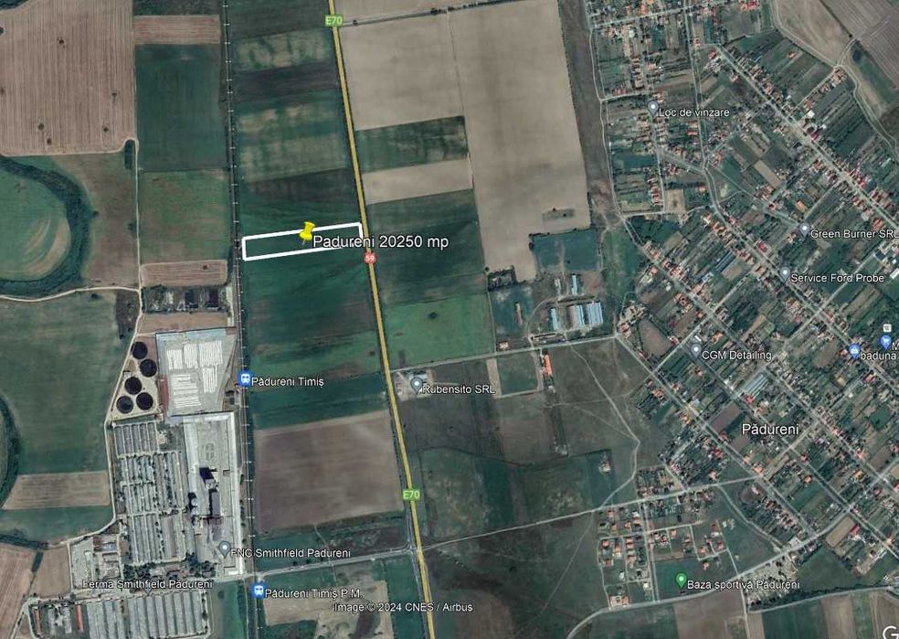 Teren de vanzare in zona industriala Padureni, Timis, 20250 mp