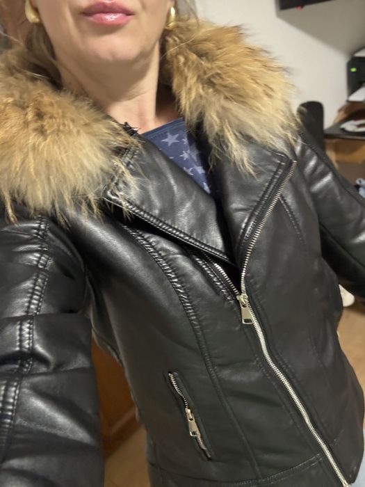 Geaca piele eco cu blana naturala