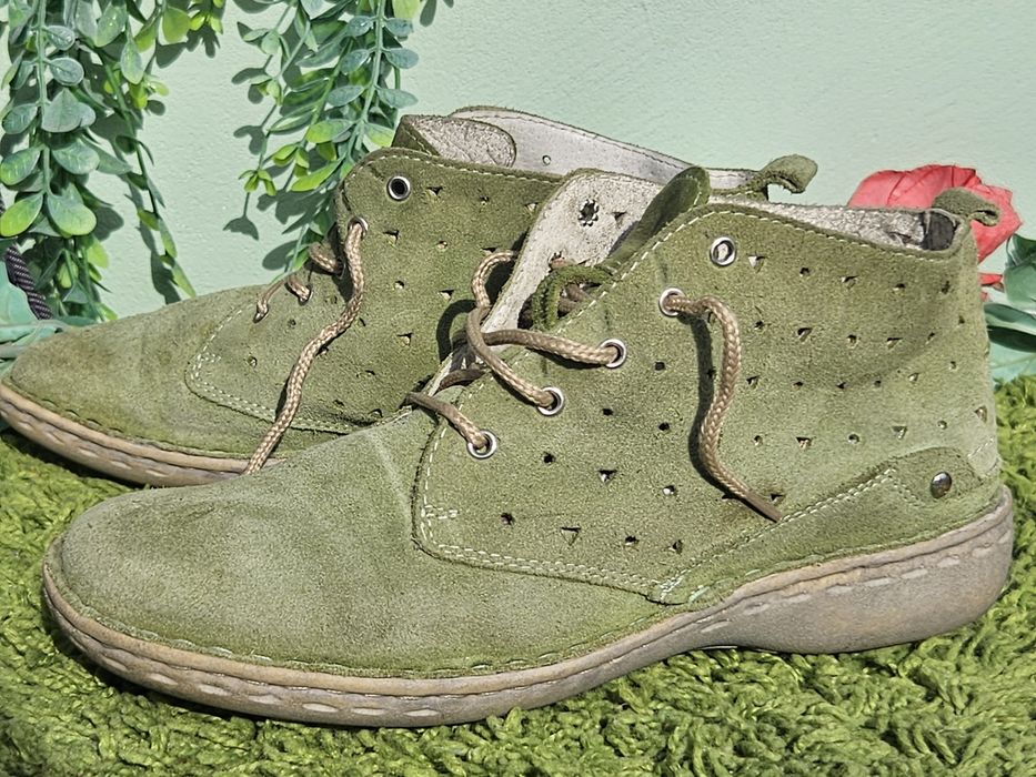 Обувки естествен велур в зелено N38