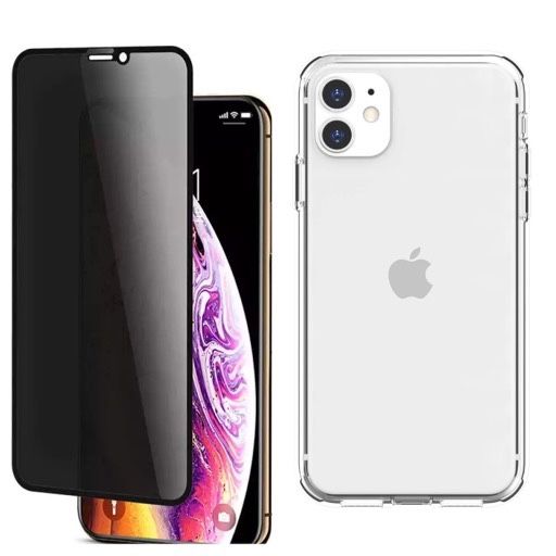 Husa Silicon si Folie Sticla 3D Anti Spy Iphone 12/13/14 Mini Pro Max