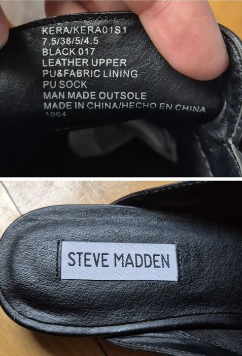 Saboți Eleganți Steve Madden Kera Flat - Piele Naturală Neagră - 38
