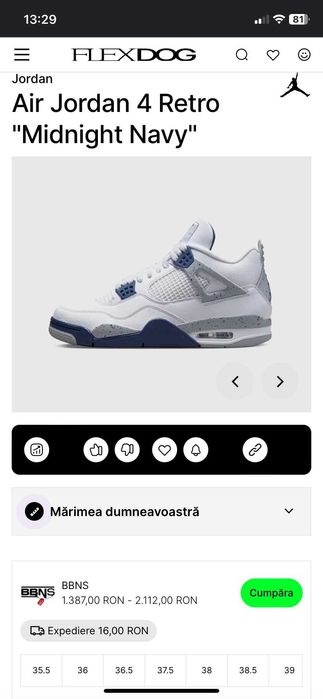 40 - Jordan 4 Retro Midnight Navy (descriere)