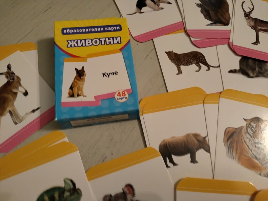Комплект детски  образователни карти с животни