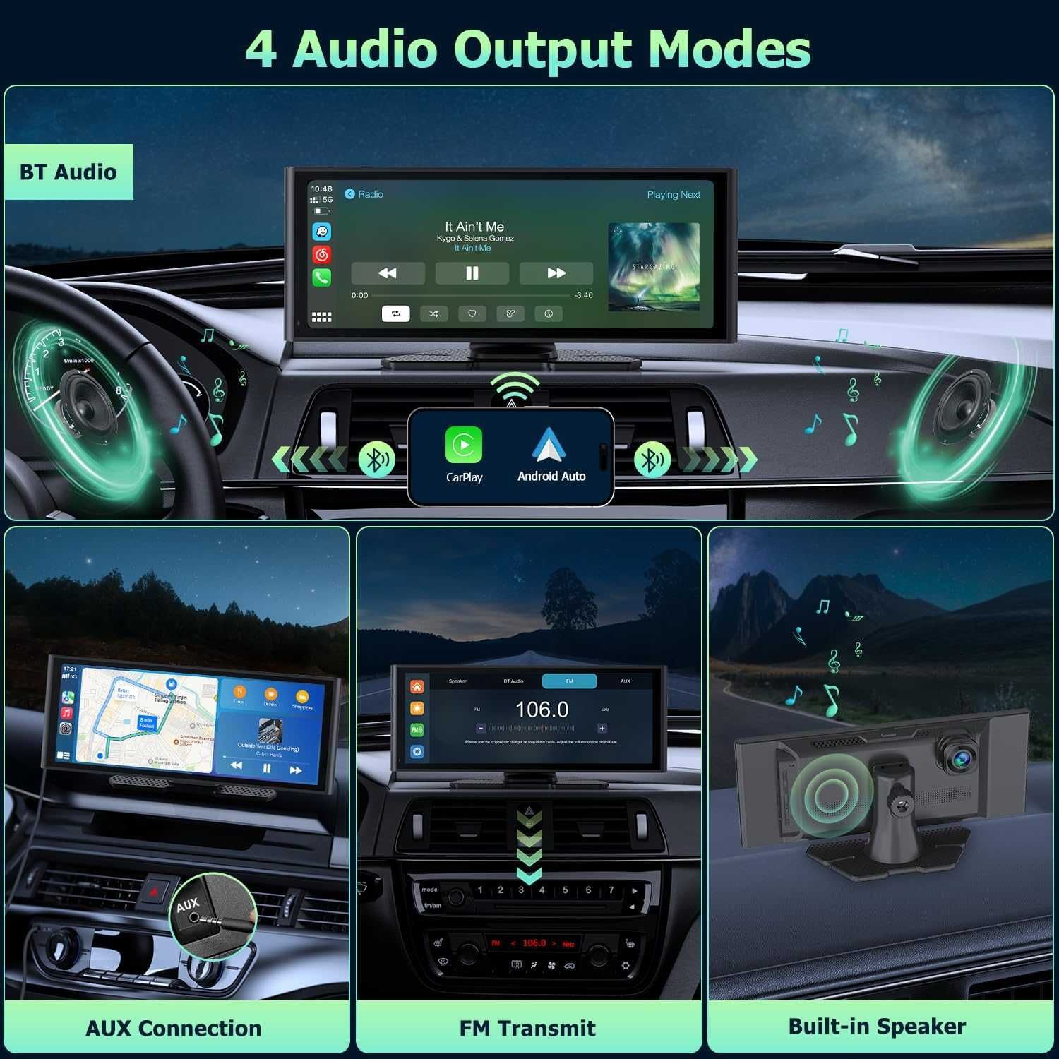 Carplay за кола 9.3'' IPS сензорен екран, с 4K HD Dash Cam+1080P задна