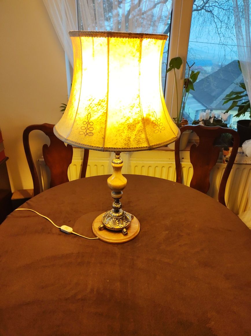 Lampadar victorian abajur piele din bronz si onix înălțime 77 cm