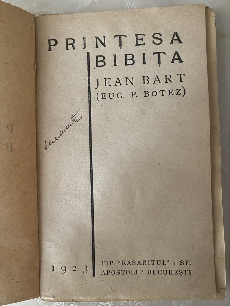 Carte Prințesa Bibița de Jean Bart(Eugeniu Botez) semnata