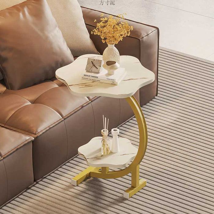 Masuta moderna cu doua rafturi in forma de floare, blat 40 cm