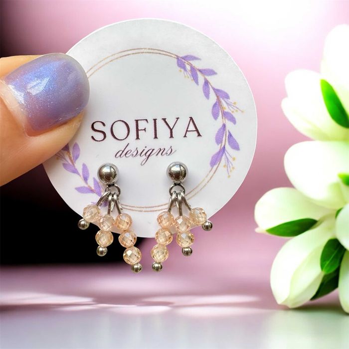 Ръчно изработени обеци от Неръждаема стомана с Цирконий (2 цвята)