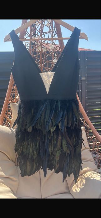 Rochie de seara. Pene naturale , facuta pe comanda